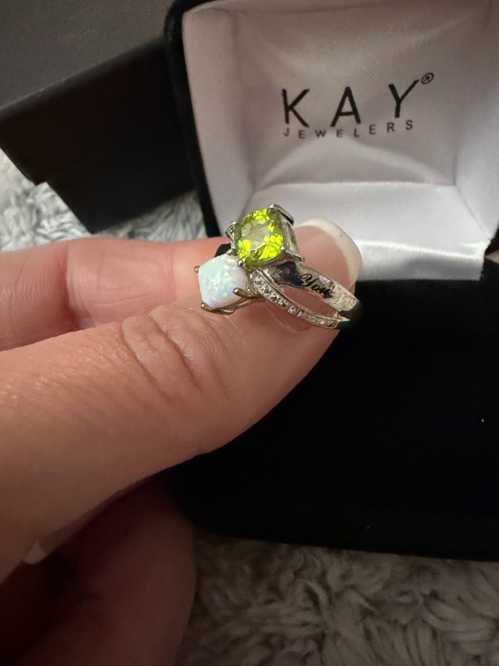 KAY Jewelers Peridot and Tourmaline Stone Ring Sterling Silver personalized - Picture 4 of 8